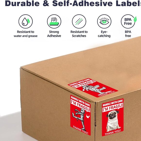 Funny Fragile Stickers 3x2inch 500 Labels - Picture 6 of 6